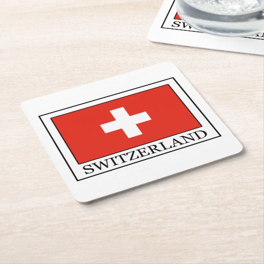 Schweiz Rechteckiger Pappuntersetzer (angewinkelt)