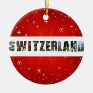Schweiz Reisen Foto Schneeflocken Weihnachten Keramik Ornament