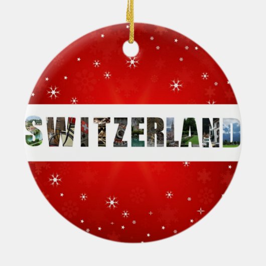 Schweiz Reisen Fotos Schneeflocken Weihnachten Keramik Ornament (Hinten)