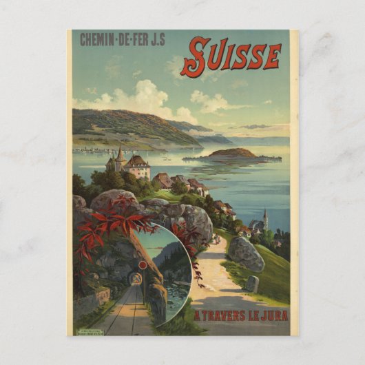 Schweiz Reiseplakat Postkarte (Vorderseite)