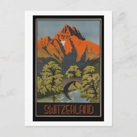 Schweiz, Reiseziel, Vintager Stil Postkarte (Vorderseite)