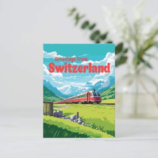 Schweiz Retro Bergbahn Postkarte (Stehend Vorderseite)