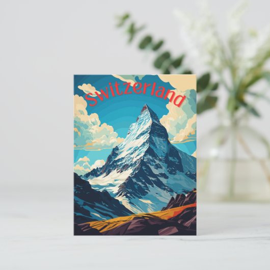 Schweiz Retro Matterhorn Berg Postkarte (Stehend Vorderseite)