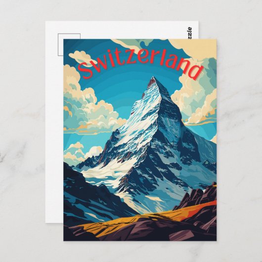 Schweiz Retro Matterhorn Berg Postkarte (Vorne/Hinten)