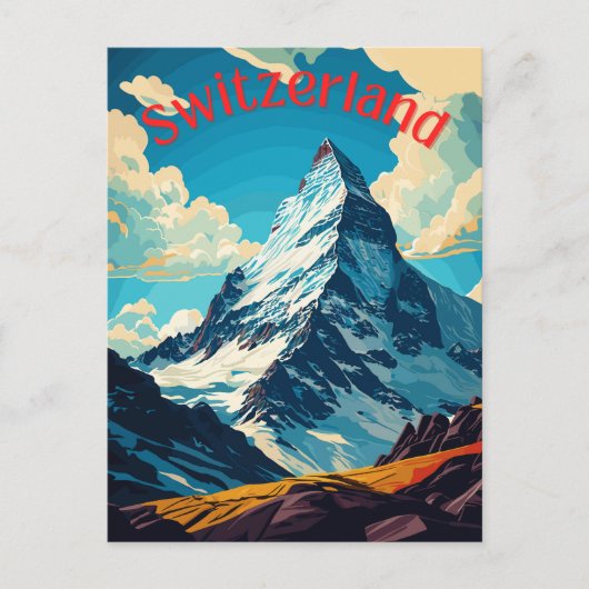 Schweiz Retro Matterhorn Berg Postkarte (Vorderseite)