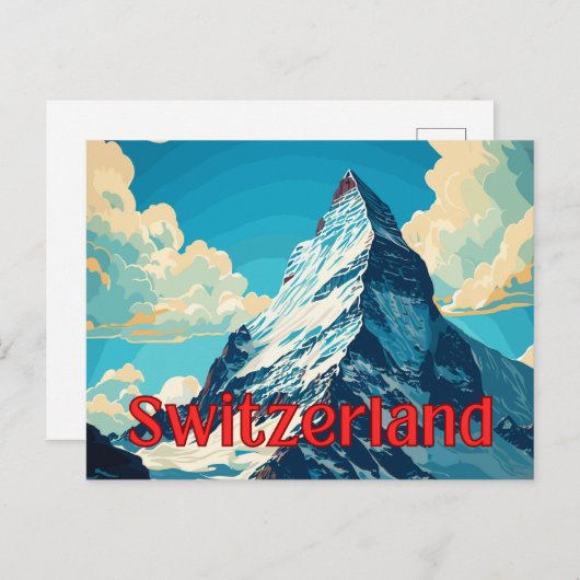 Schweiz Retro Matterhorn Postkarte (Vorne/Hinten)