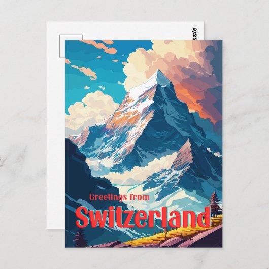 Schweiz Retro Matterhorn Travel Postkarte (Vorne/Hinten)
