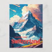 Schweiz Retro Matterhorn Travel Postkarte (Vorderseite)