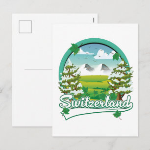 Schweiz Retro-Reiselogo Feiertagspostkarte