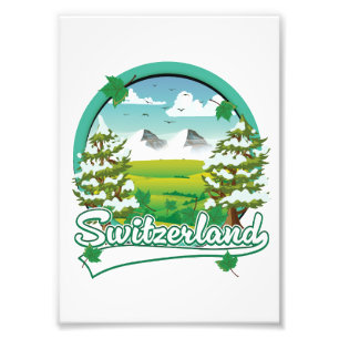 Schweiz Retro-Reiselogo Fotodruck