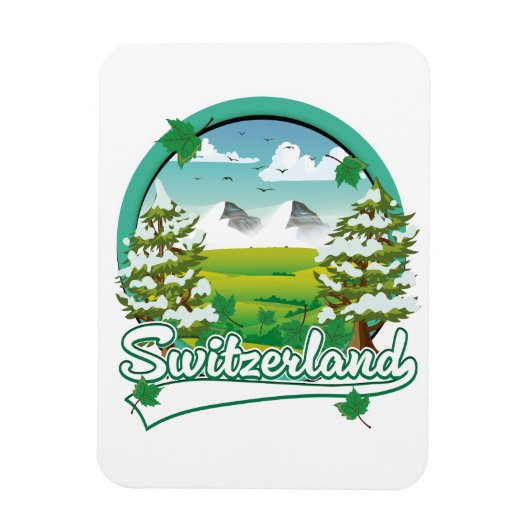 Schweiz Retro-Reiselogo Magnet (Vertikal)