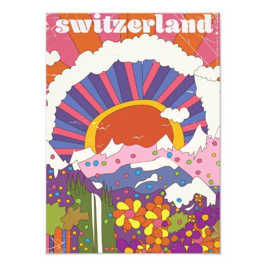Schweiz Retro-Reiseplakat Fotodruck (Vorne)