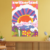 Schweiz Retro-Reiseplakat Leinwanddruck (Insitu (Wohnzimmer))