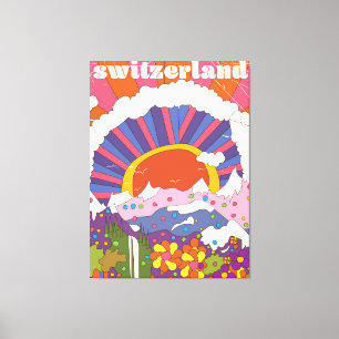 Schweiz Retro-Reiseplakat Leinwanddruck