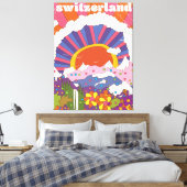 Schweiz Retro-Reiseplakat Leinwanddruck (Insitu (Schlafzimmer))