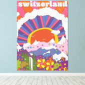 Schweiz Retro-Reiseplakat Leinwanddruck (Insitu (Holzboden))