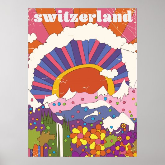 Schweiz Retro-Reiseplakat Poster (Vorne)