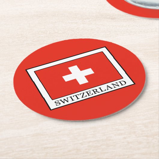 Schweiz Runder Pappuntersetzer (Angewinkelt)