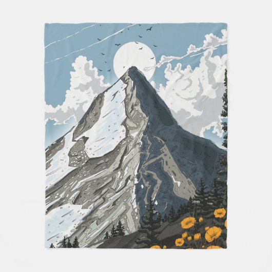 Schweiz schneebedeckter Berg Fleecedecke (Vorderseite)