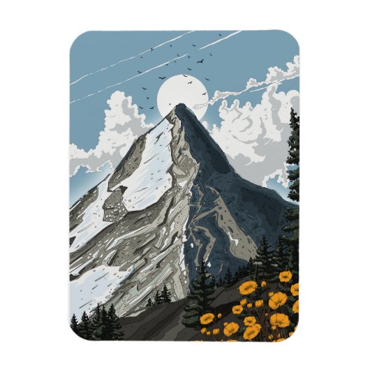 Schweiz schneebedeckter Berg Magnet (Vertikal)