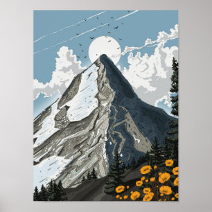 Schweiz schneebedeckter Berg Poster