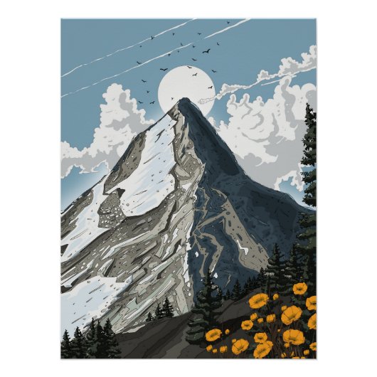 Schweiz schneebedeckter Berg Poster (Vorderseite)