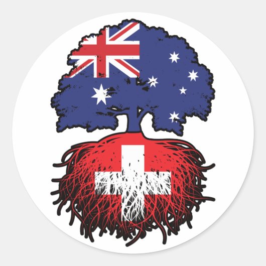 Schweiz Schweiz Australien Tree Roots Runder Aufkleber (Vorderseite)