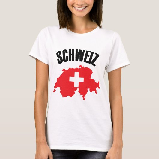 Schweiz Schweiz Karte Flag T-Shirt (Vorderseite)