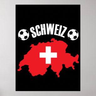 Schweiz Schweiz Map Soccer Poster
