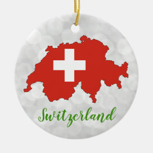 Schweiz Schweiz Schweizer Flagge Weihnachtsfeierta Keramik Ornament