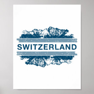 Schweiz Schweizer Alpen Skifahren Souvenir Geschen Poster