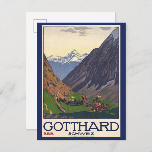 Schweiz Schweizer Alpen Vintage Reise Postkarte (Vorne/Hinten)