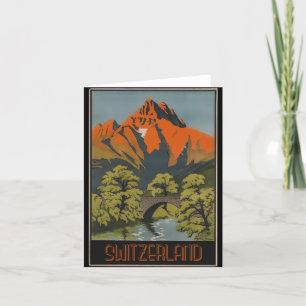 Schweiz Schweizer Alpen Vintage Reiseplakat Dankeskarte