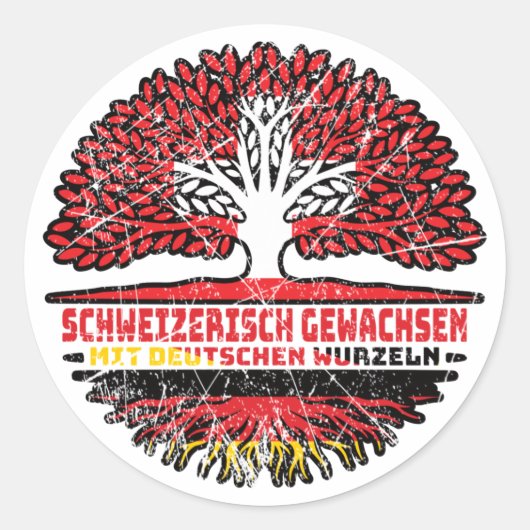 Schweiz Schweizer Deutsch Deutschland Baum Wurzel Runder Aufkleber (Vorderseite)