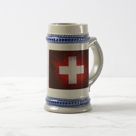 Schweiz; Schweizer Flagge Bierglas (VorderseiteRechts)