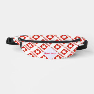 Schweiz Schweizer Flagge gekachelt Rot Personalisi Bauchtasche
