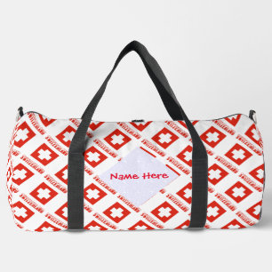 Schweiz Schweizer Flagge gekachelt Rot Personalisi Duffle Bag
