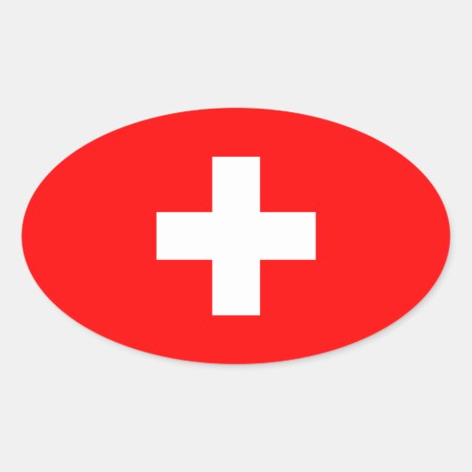 Schweiz - Schweizer Flagge Ovaler Aufkleber (Vorderseite)