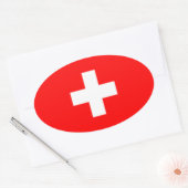 Schweiz - Schweizer Flagge Ovaler Aufkleber (Umschlag)