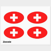 Schweiz - Schweizer Flagge Ovaler Aufkleber (Blatt)