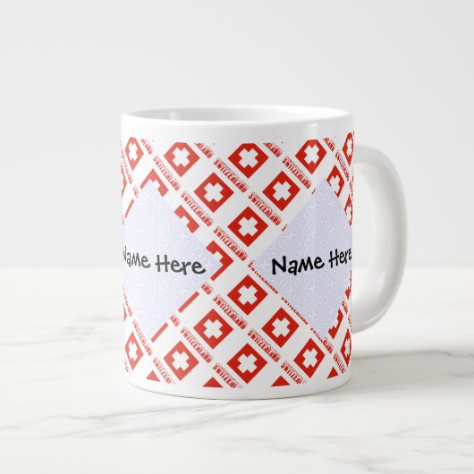 Schweiz Schweizer Flagge Personalisiert Jumbo-Tasse (Vorderseite Rechts)