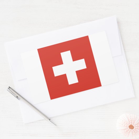 Schweiz/Schweizer Flagge Rechteckiger Aufkleber (Umschlag)