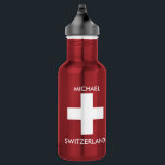 Schweiz Schweizer Flagge - Reisen Edelstahlflasche<br><div class="desc">Die Schweiz fährt eine rote Wasserflasche mit Schweizer Flagge. Persönlich,  Name,  Wasserflasche. Sie können den Namen leicht ändern.</div>