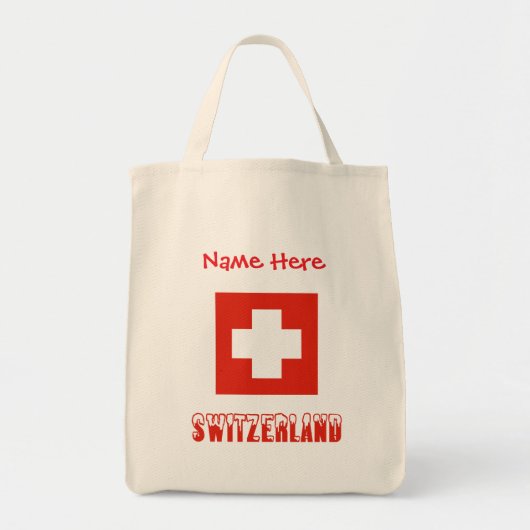 Schweiz Schweizer Flagge Rot Personalisiert Tragetasche (Vorne)