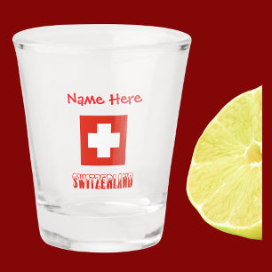 Schweiz Schweizer Flagge Rot Personalisierung Schnapsglas