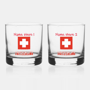 Schweiz Schweizer Flagge Rot Personalisierung Whiskyglas