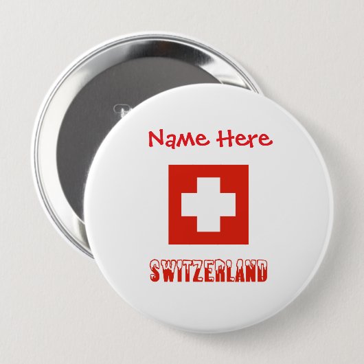 Schweiz Schweizer Flagge Rote Personalisierung Button (Vorne & Hinten)