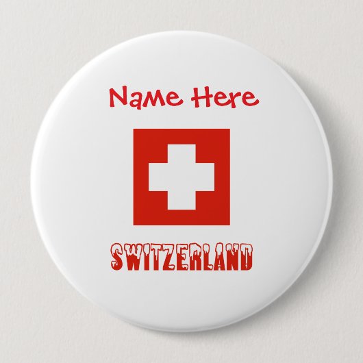 Schweiz Schweizer Flagge Rote Personalisierung Button (Vorderseite)