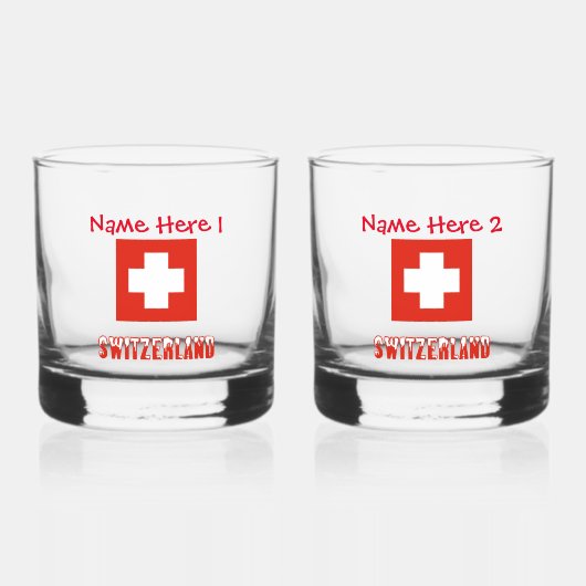 Schweiz Schweizer Flagge Rote Personalisierung Whiskyglas (Vorderseite)