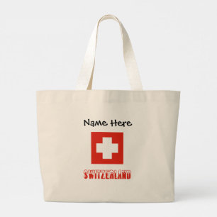 Schweiz Schweizer Flagge Schwarz Personalisierung Jumbo Stoffbeutel